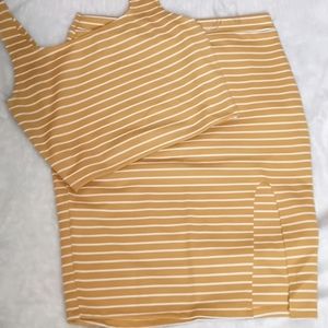 Striped large body con skirt set